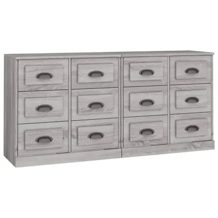 Buffets 2 pcs sonoma gris bois d'ingénierie 2
