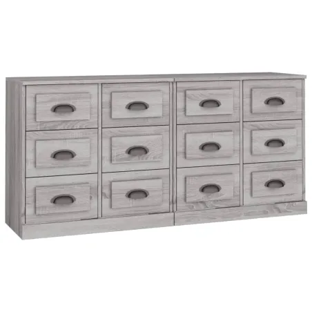 Buffets 2 pcs sonoma gris bois d'ingénierie