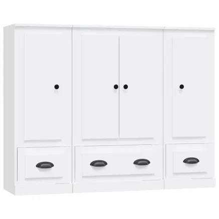 Buffets 3 pcs blanc bois d'ingénierie 2