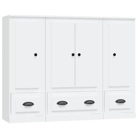 Buffets 3 pcs blanc bois d'ingénierie