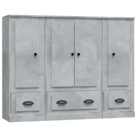 Buffets 3 pcs gris béton bois d'ingénierie 2