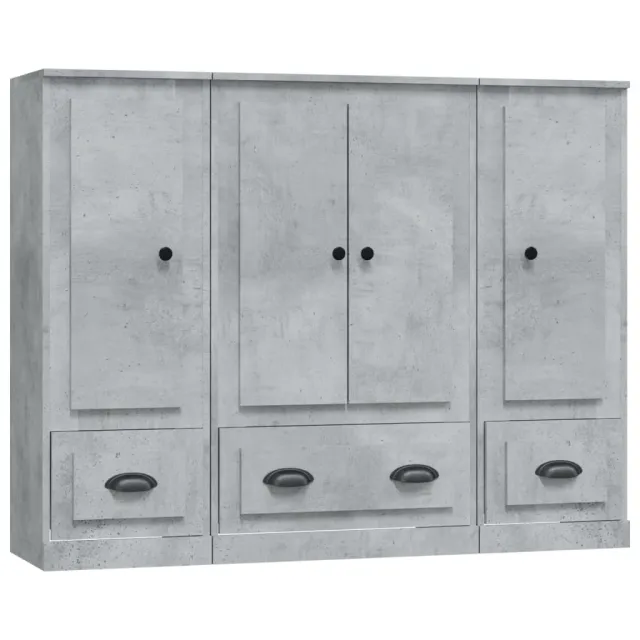 Buffets 3 pcs gris béton bois d'ingénierie