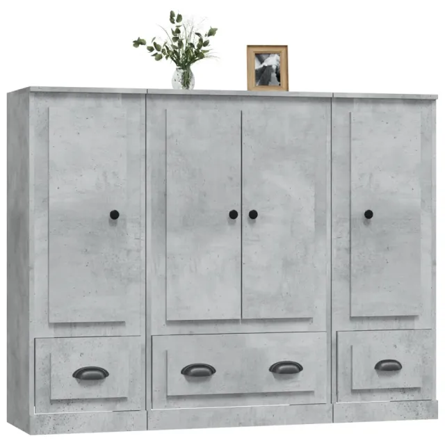 Buffets 3 pcs gris béton bois d'ingénierie