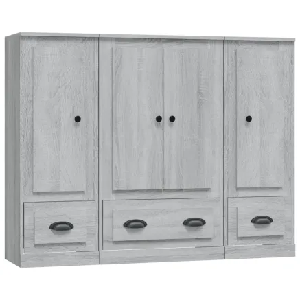 Buffets 3 pcs sonoma gris bois d'ingénierie 2