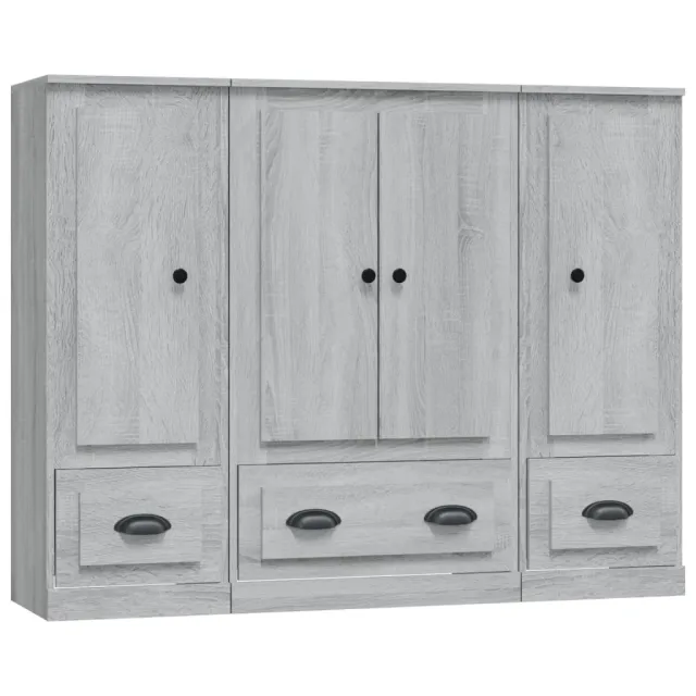 Buffets 3 pcs sonoma gris bois d'ingénierie
