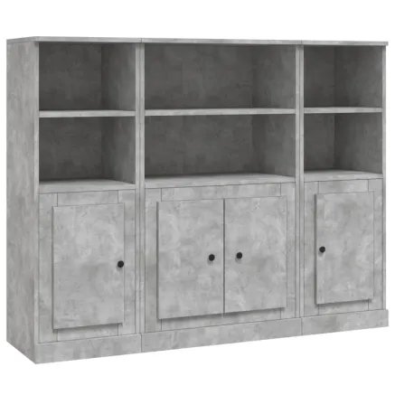 Buffets 3 pcs gris béton bois d'ingénierie 2