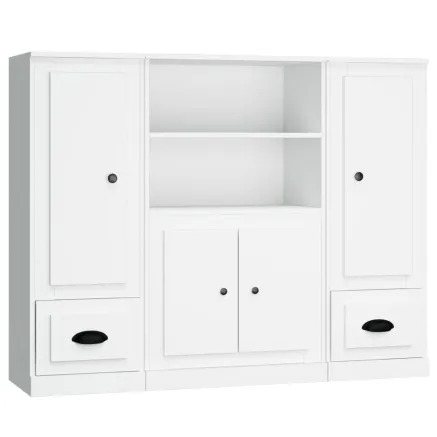 Buffets 3 pcs blanc bois d'ingénierie 2