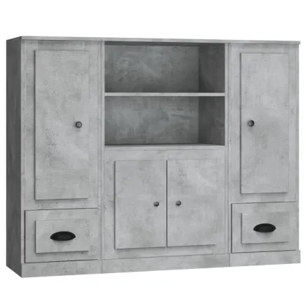 Buffets 3 pcs gris béton bois d'ingénierie 2
