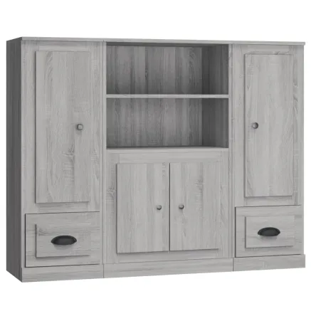 Buffets 3 pcs sonoma gris bois d'ingénierie 2