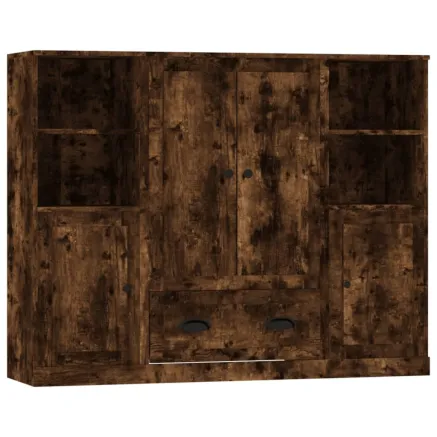 Buffets 3 pcs chêne fumé bois d'ingénierie 2