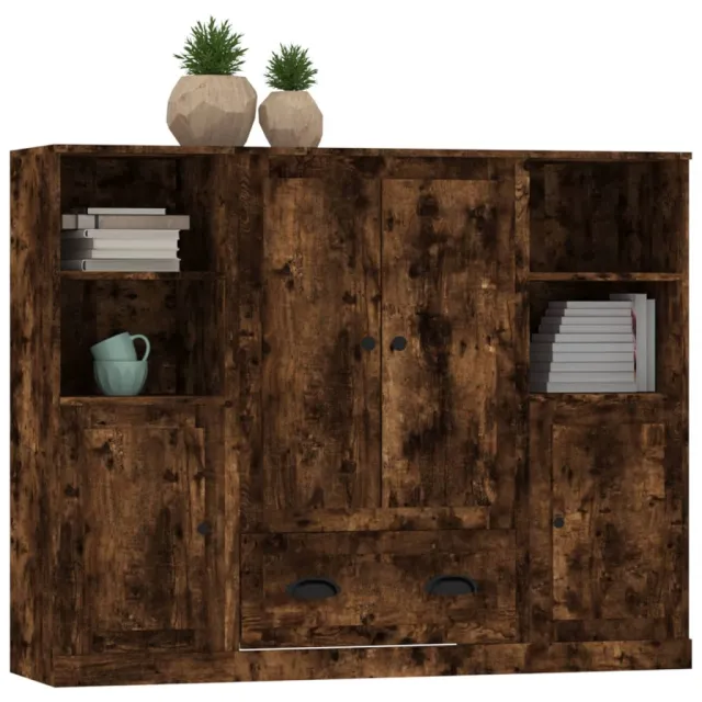 Buffets 3 pcs chêne fumé bois d'ingénierie