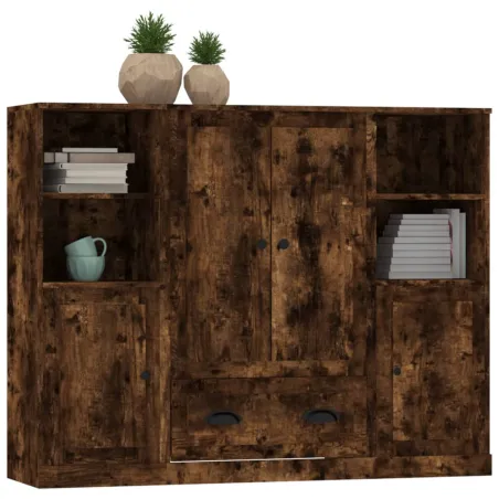 Buffets 3 pcs chêne fumé bois d'ingénierie