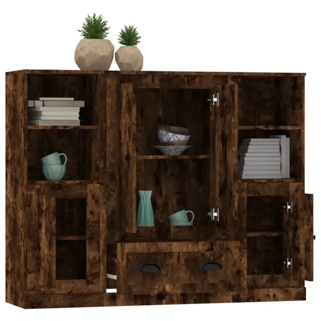 Buffets 3 pcs chêne fumé bois d'ingénierie