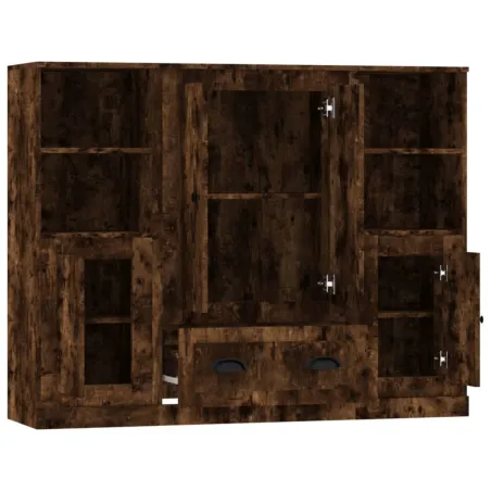 Buffets 3 pcs chêne fumé bois d'ingénierie