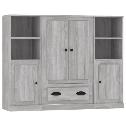 Buffets 3 pcs sonoma gris bois d'ingénierie 2