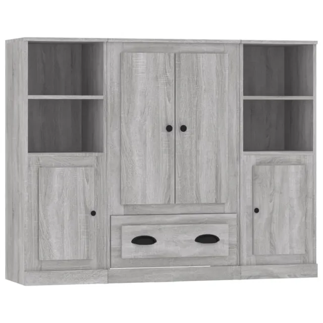 Buffets 3 pcs sonoma gris bois d'ingénierie