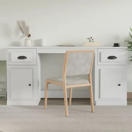Bureau avec armoire blanc bois d'ingénierie