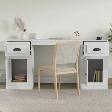 Bureau avec armoire blanc bois d'ingénierie