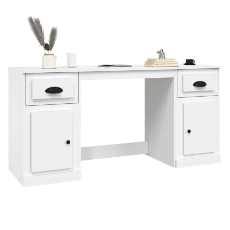 Bureau avec armoire blanc bois d'ingénierie