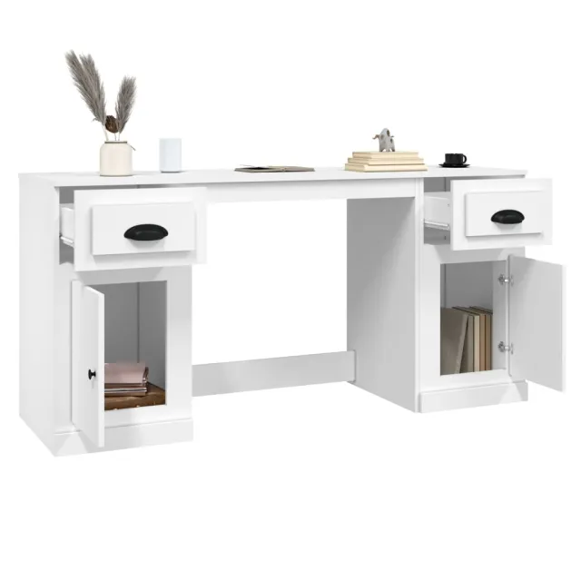 Bureau avec armoire blanc bois d'ingénierie