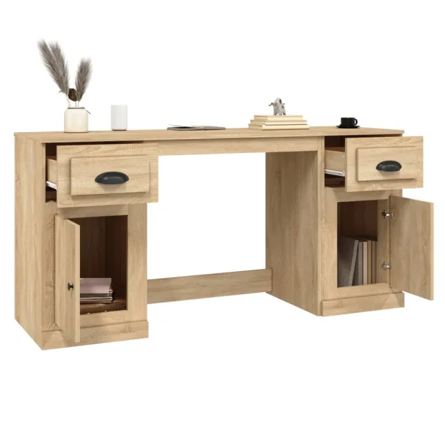 Bureau avec armoire chêne sonoma bois d'ingénierie