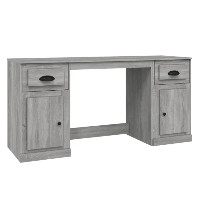 Bureau avec armoire sonoma gris bois d'ingénierie