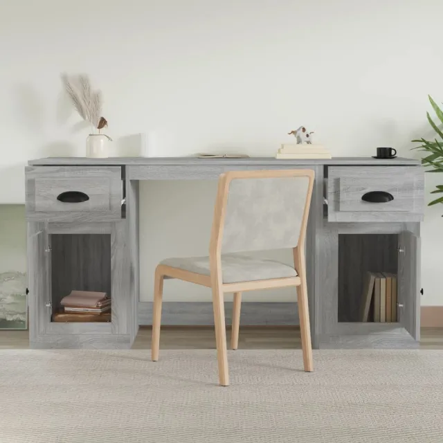Bureau avec armoire sonoma gris bois d'ingénierie