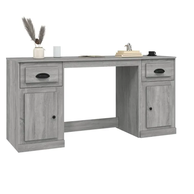 Bureau avec armoire sonoma gris bois d'ingénierie