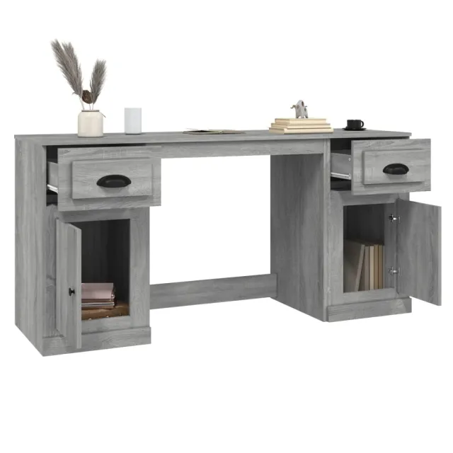 Bureau avec armoire sonoma gris bois d'ingénierie