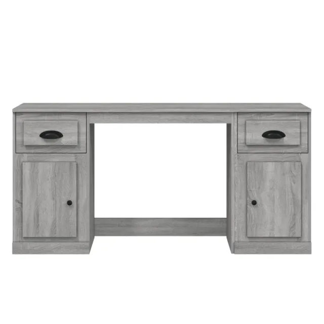 Bureau avec armoire sonoma gris bois d'ingénierie
