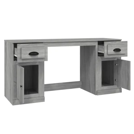 Bureau avec armoire sonoma gris bois d'ingénierie