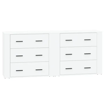 Buffets 2 pcs blanc bois d'ingénierie 2