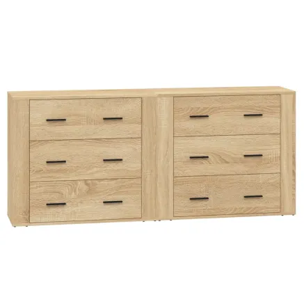 Buffets 2 pcs chêne sonoma bois d'ingénierie 2