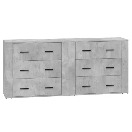 Buffets 2 pcs gris béton bois d'ingénierie 2