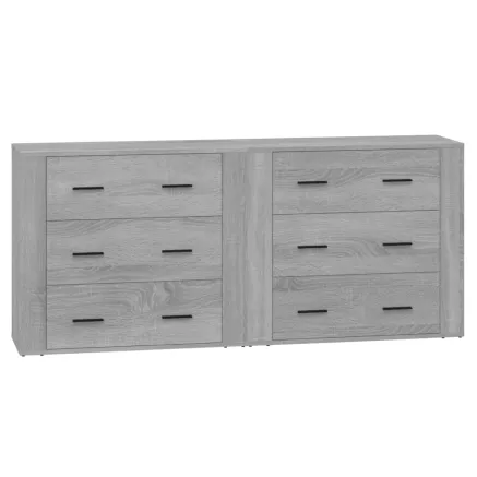 Buffets 2 pcs sonoma gris bois d'ingénierie 2