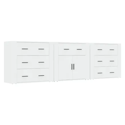 Buffets 3 pcs Blanc Bois d'ingénierie 2
