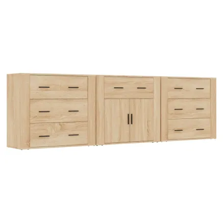 Buffets 3 pcs Chêne sonoma Bois d'ingénierie 2