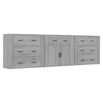 Buffets 3 pcs Sonoma gris Bois d'ingénierie 2
