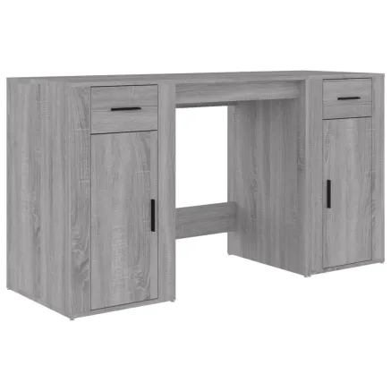 Bureau avec armoire sonoma gris bois d'ingénierie 2