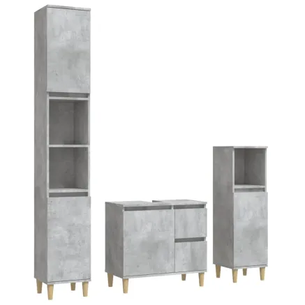 Ensemble d'armoires de salle de bain 3 pcs gris béton 2