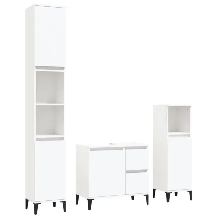 Ensemble d'armoires salle de bain 3 pcs blanc bois d'ingénierie 2