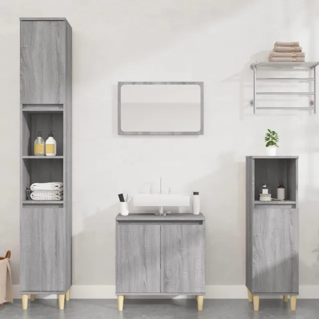 Ensemble de meubles de salle de bain 3 pcs Sonoma gris