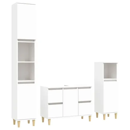 Ensemble de meubles salle de bain 3 pcs blanc bois d'ingénierie 2