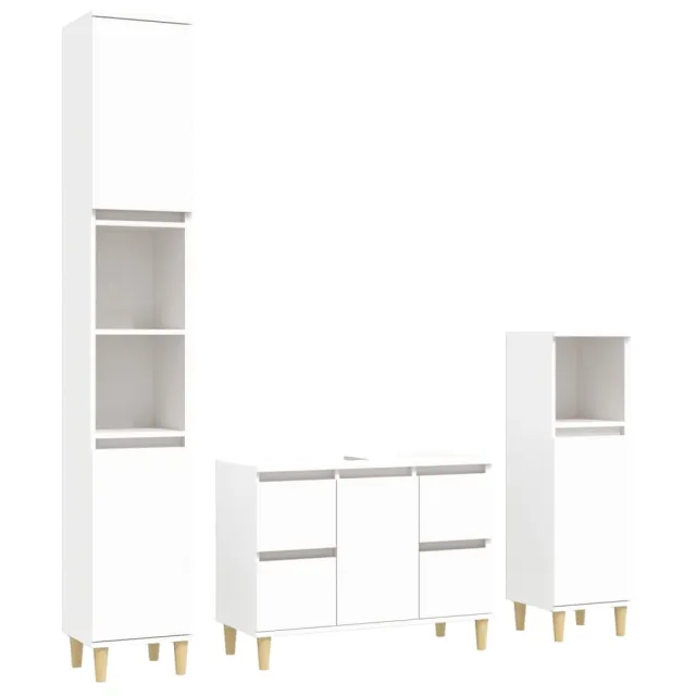 Ensemble de meubles salle de bain 3 pcs blanc bois d'ingénierie