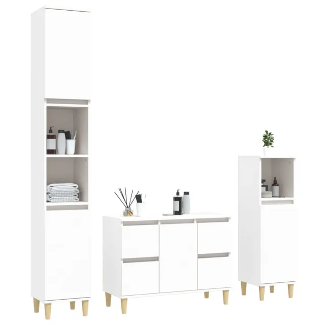Ensemble de meubles salle de bain 3 pcs blanc bois d'ingénierie