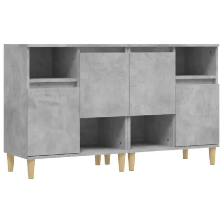 Buffets 2 pcs gris béton 60x35x70 cm bois d'ingénierie 2