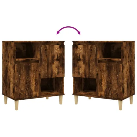 Buffets 2 pcs chêne fumé 60x35x70 cm bois d'ingénierie