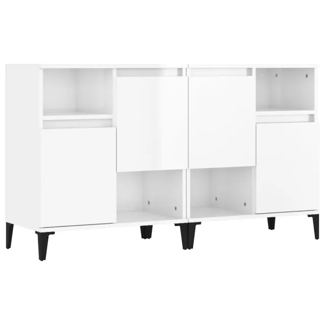 Buffets 2 pcs blanc brillant 60x35x70 cm bois d'ingénierie