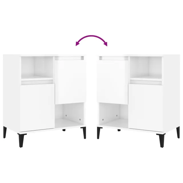 Buffets 2 pcs blanc brillant 60x35x70 cm bois d'ingénierie