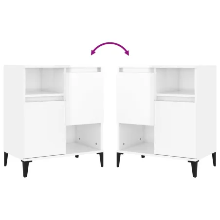 Buffets 2 pcs blanc brillant 60x35x70 cm bois d'ingénierie